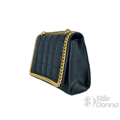 Stile Donna Bags - Borsa Trapuntata Nera con Catena