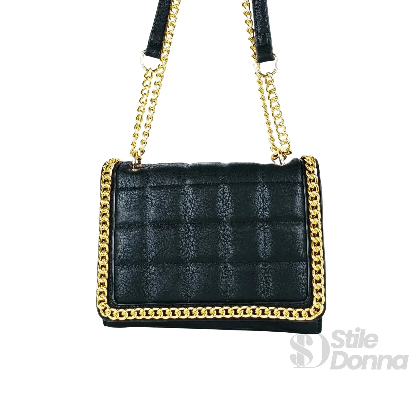 Stile Donna Bags - Borsa Trapuntata Nera con Catena