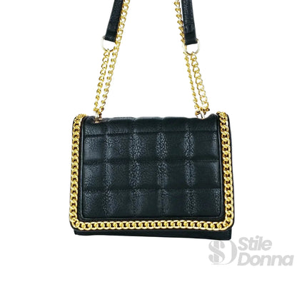 Stile Donna Bags - Borsa Trapuntata Nera con Catena