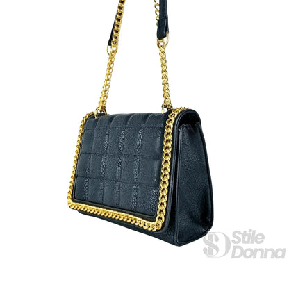 Stile Donna Bags - Borsa Trapuntata Nera con Catena
