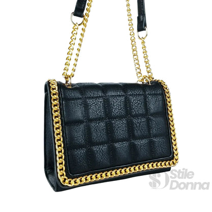 Stile Donna Bags - Borsa Trapuntata Nera con Catena