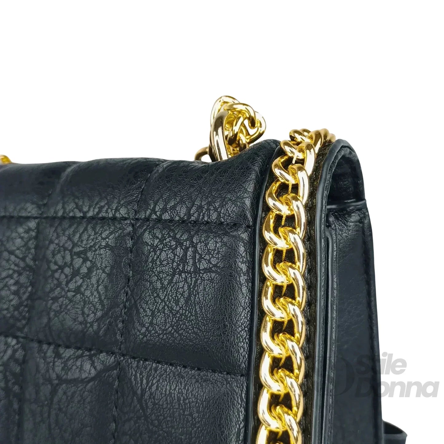 Stile Donna Bags - Borsa Trapuntata Nera con Catena