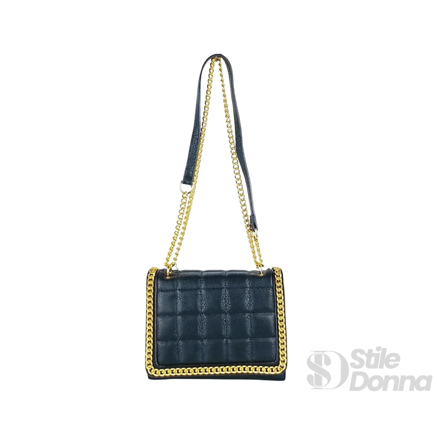Stile Donna Bags - Borsa Trapuntata Nera con Catena