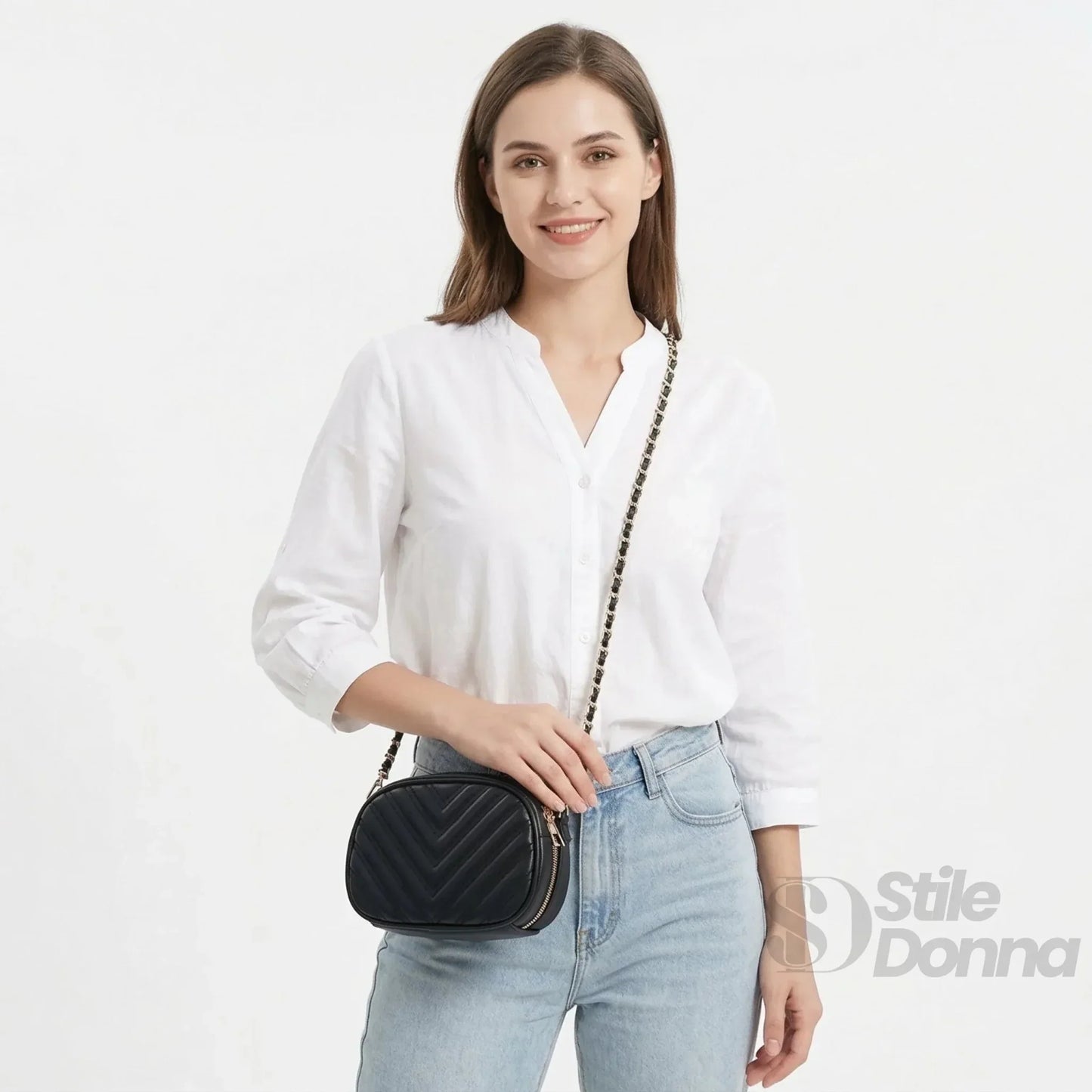 Stile Donna Bags - Borsa a Tracolla Ovale Trapuntata