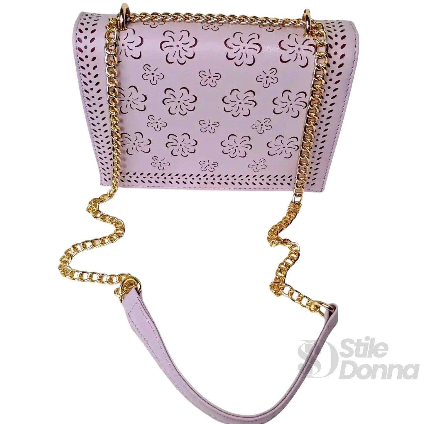 Stile Donna Bags - Borsa Viola con Catena Dorata