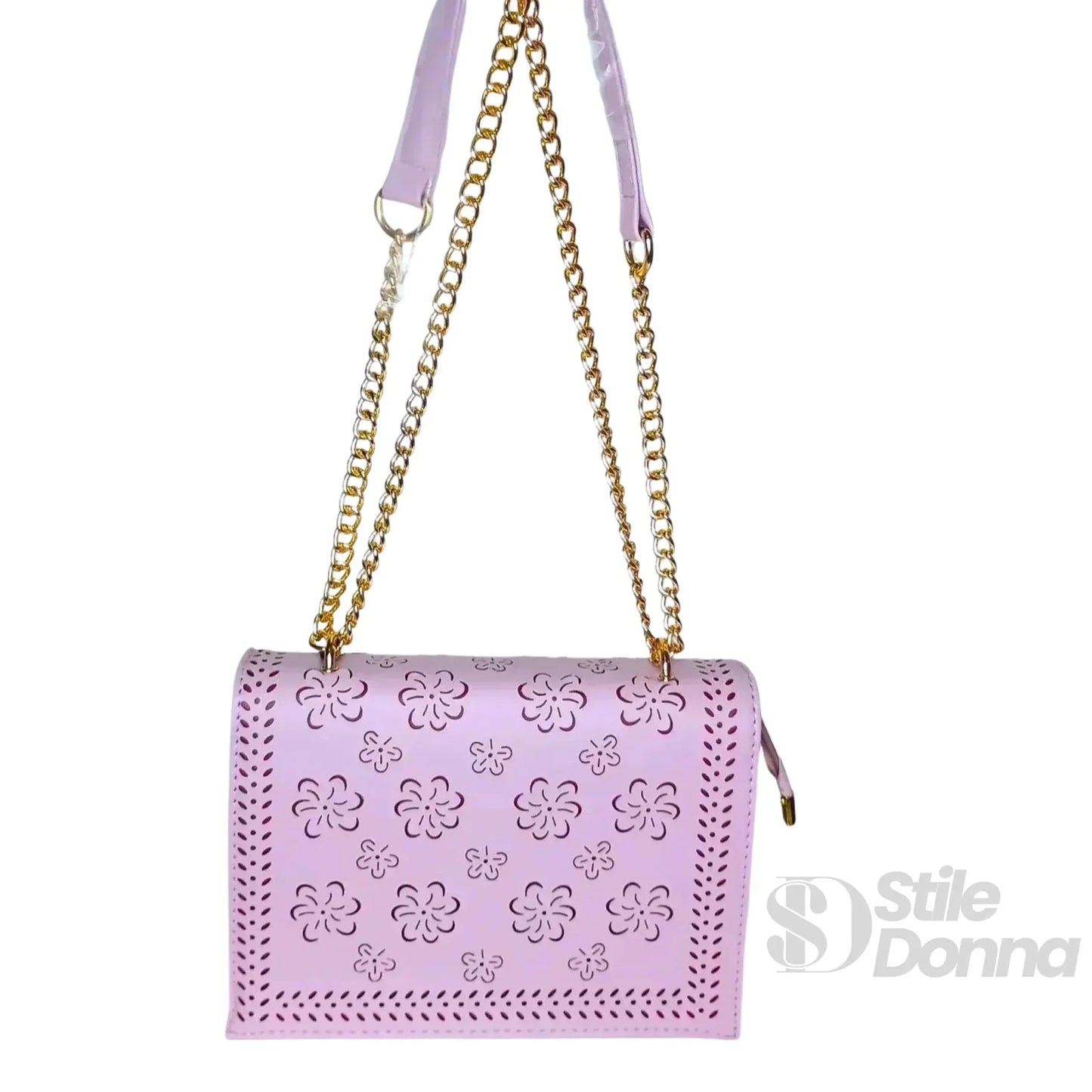 Stile Donna Bags - Borsa Viola con Catena Dorata