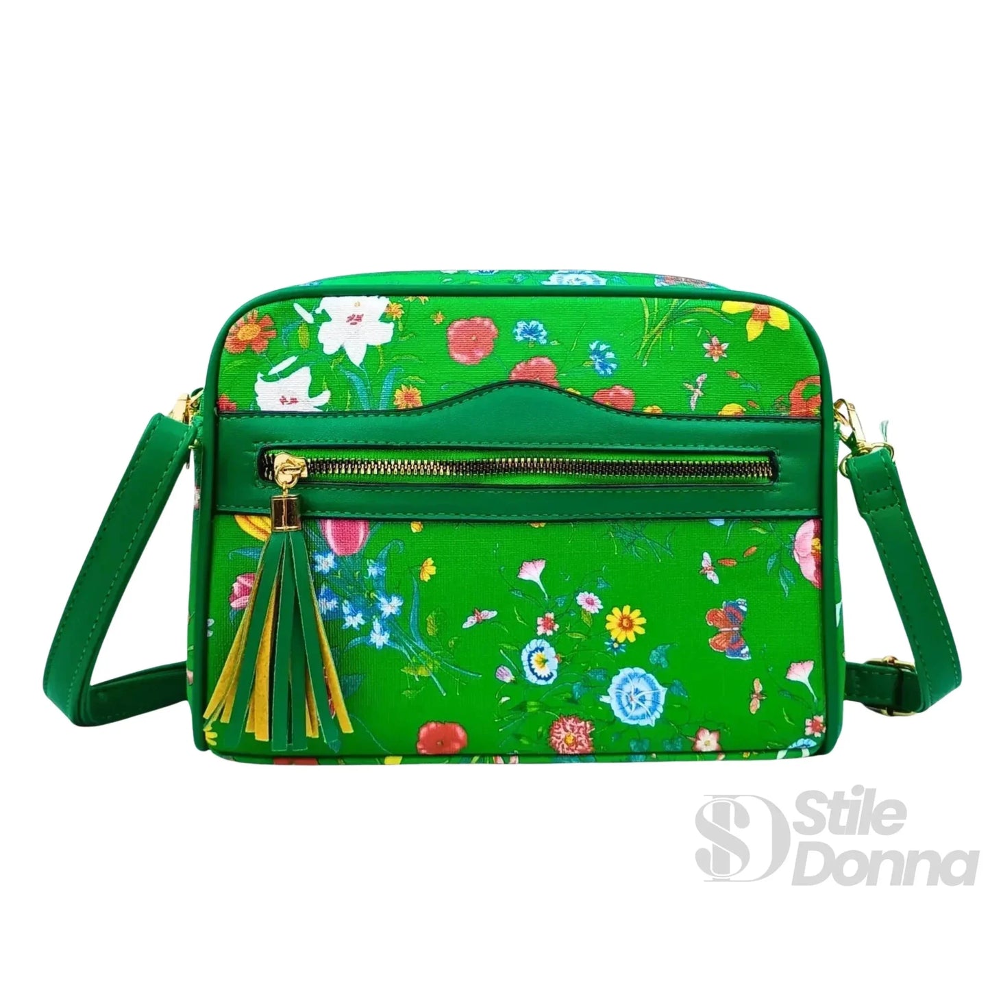 Stile Donna Bags - Borsa con Stampa Floreale Verde