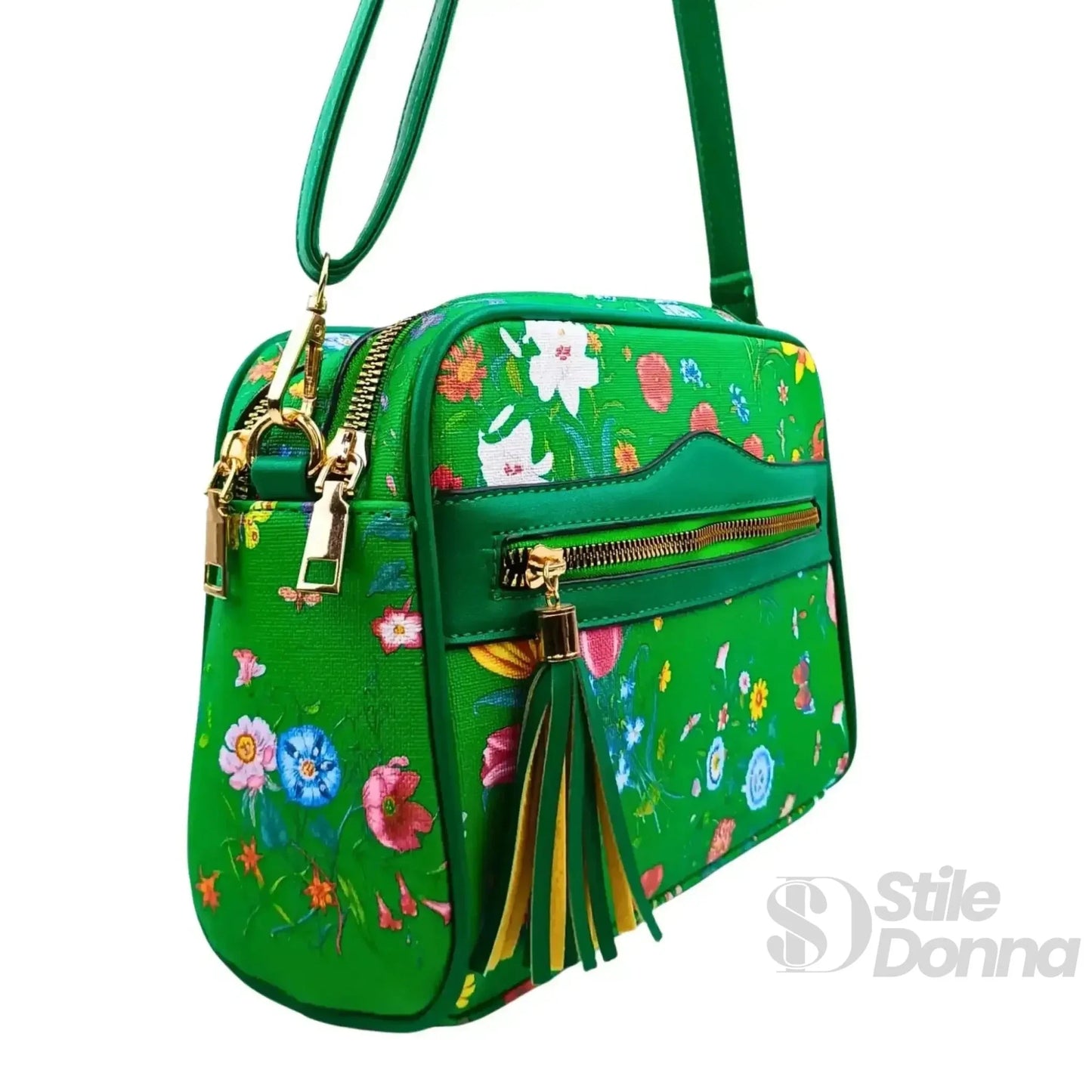 Stile Donna Bags - Borsa con Stampa Floreale Verde
