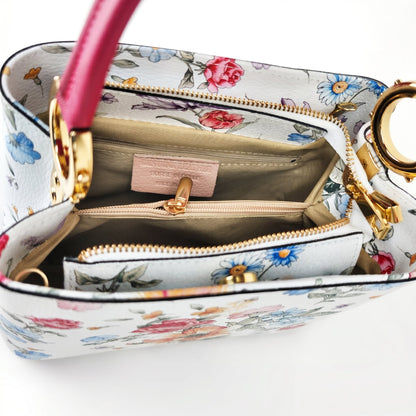 Stile Donna Bags - Borsa a Tracolla Floreale in Vera Pelle