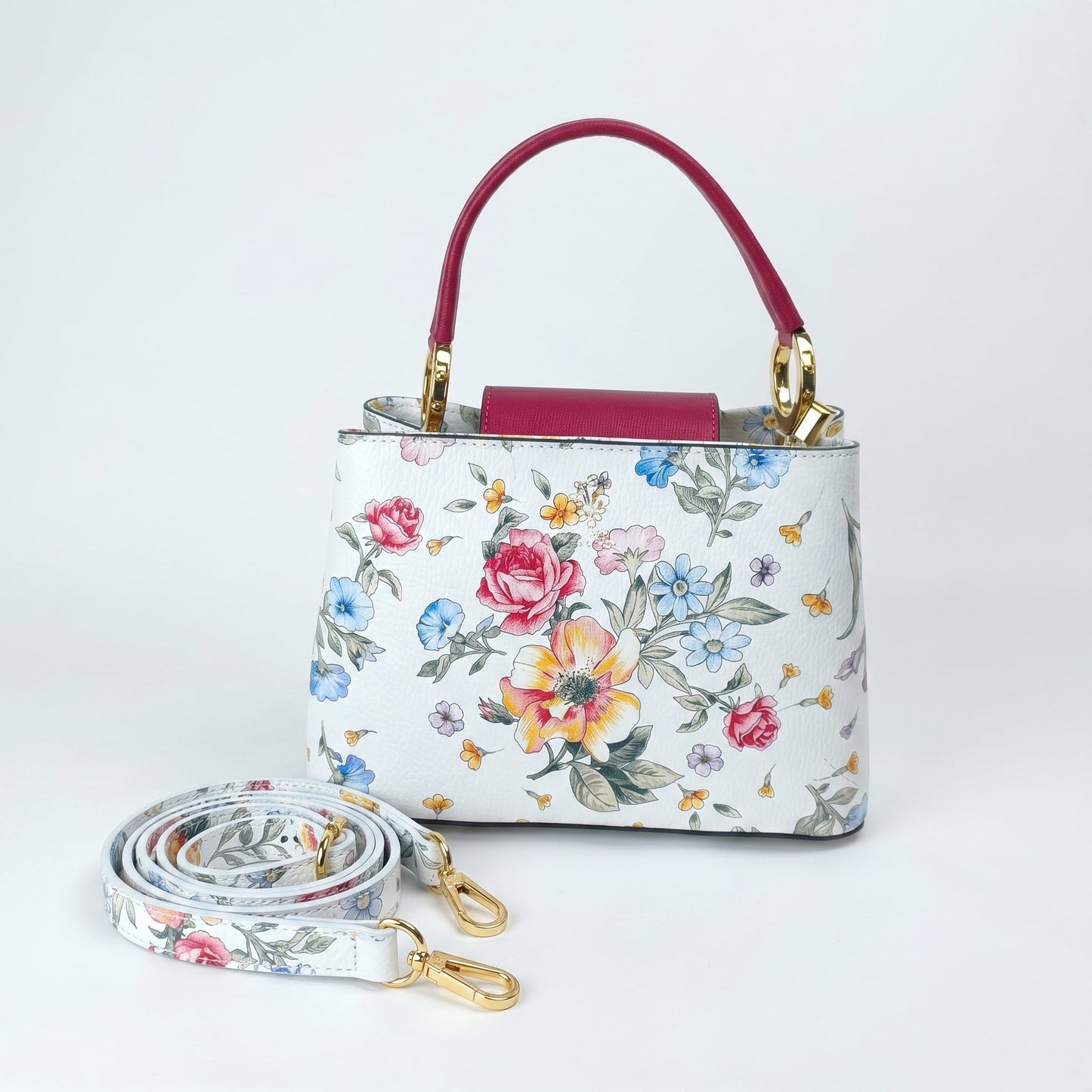 Stile Donna Bags - Borsa a Tracolla Floreale in Vera Pelle