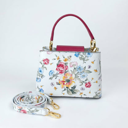 Stile Donna Bags - Borsa a Tracolla Floreale in Vera Pelle