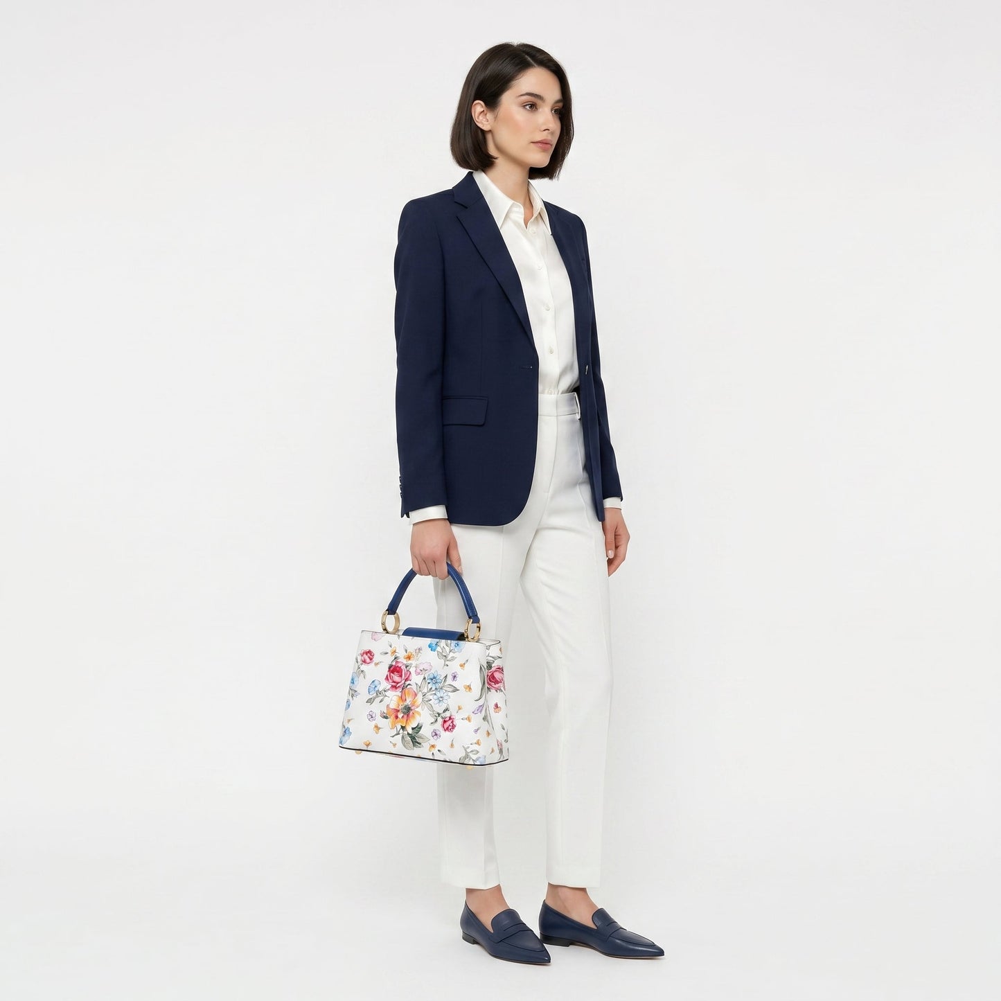 Stile Donna Bags - Borsa a Tracolla Floreale in Vera Pelle