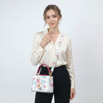Stile Donna Bags - Borsa a Tracolla Floreale in Vera Pelle