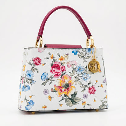 Stile Donna Bags - Borsa a Tracolla Floreale in Vera Pelle