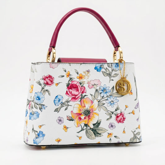 Stile Donna Bags - Borsa a Tracolla Floreale in Vera Pelle