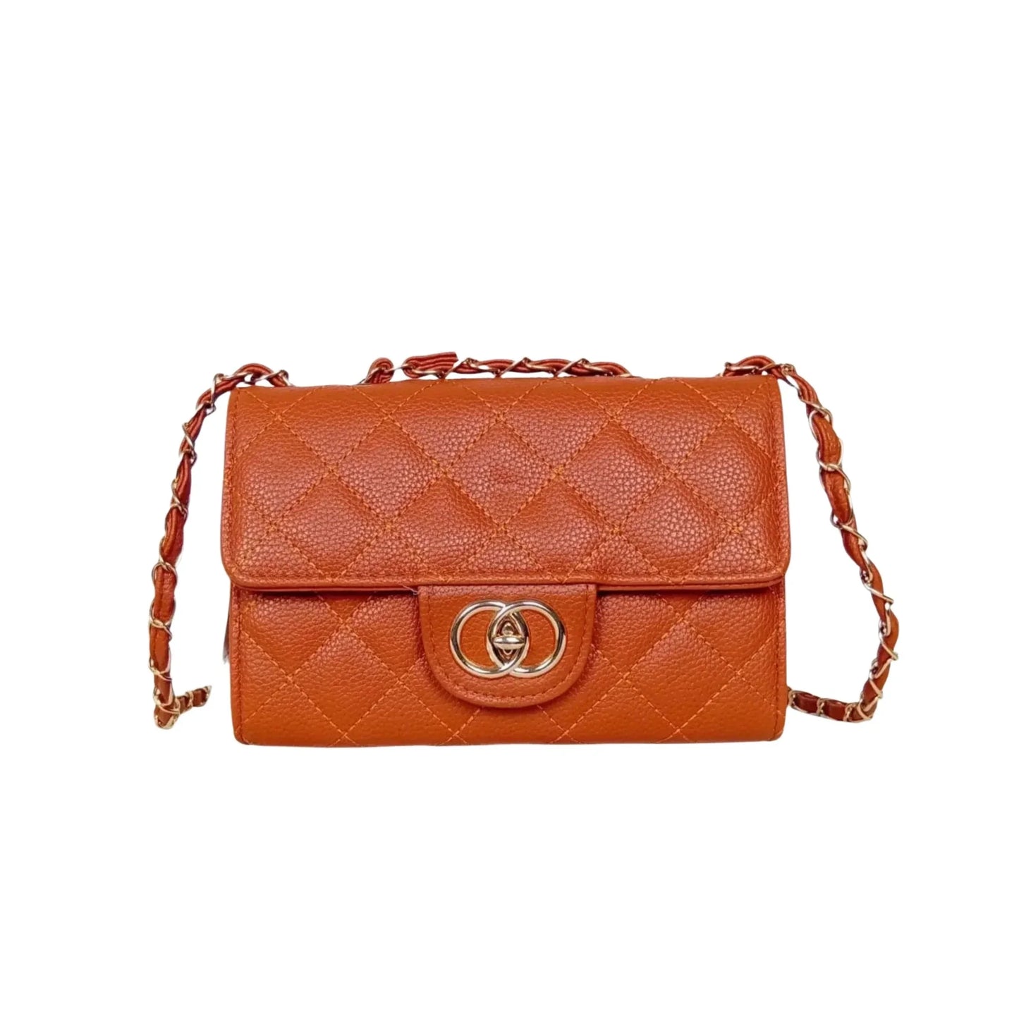 Stile Donna Bags - Borsa a Tracolla Marrone Catena Oro