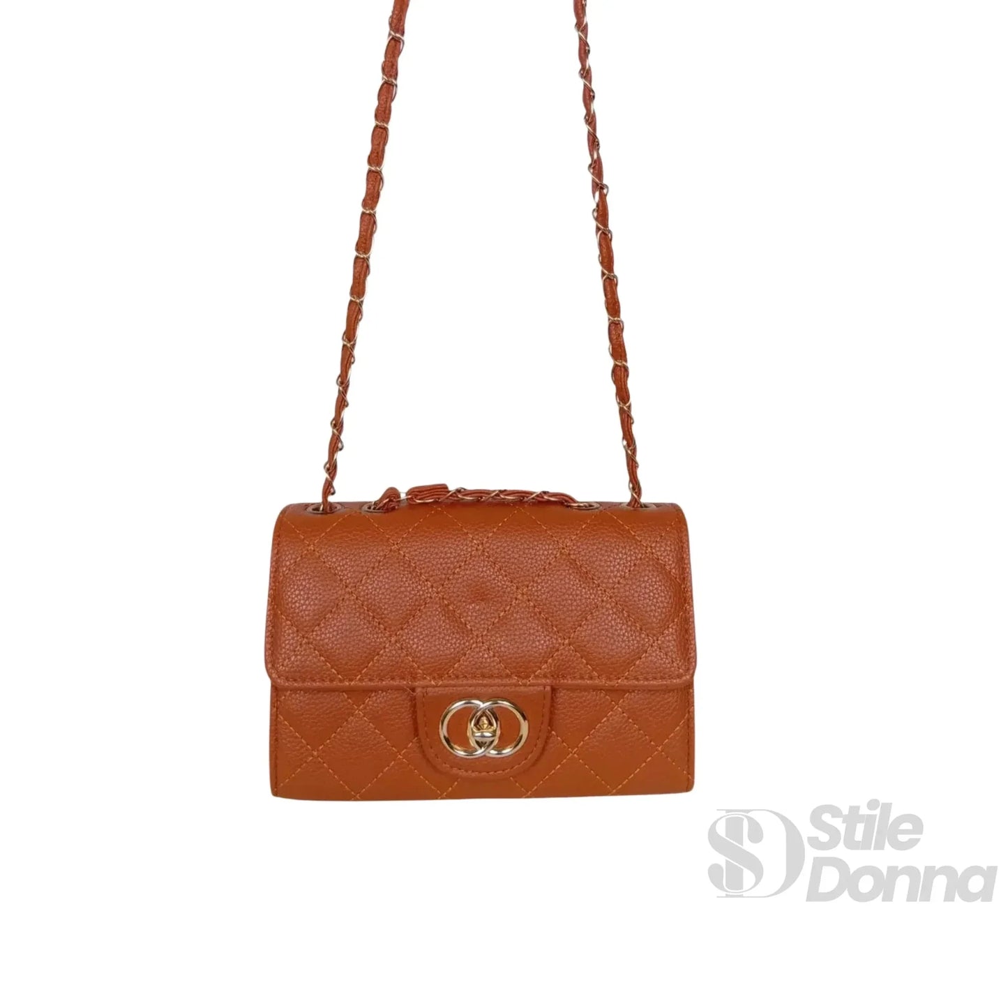 Stile Donna Bags - Borsa a Tracolla Marrone Catena Oro