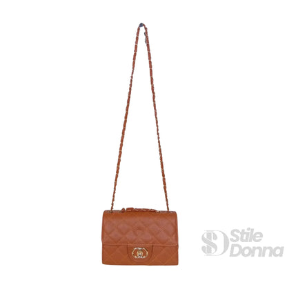 Stile Donna Bags - Borsa a Tracolla Marrone Catena Oro