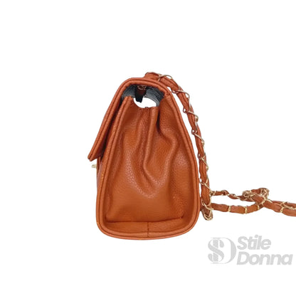 Stile Donna Bags - Borsa a Tracolla Marrone Catena Oro