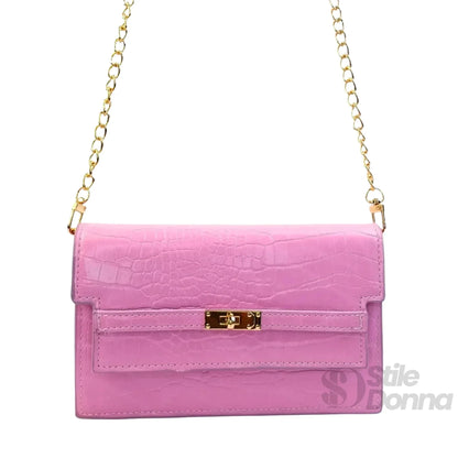 Stile Donna Bags - Borsa Rosa Effetto Coccodrillo