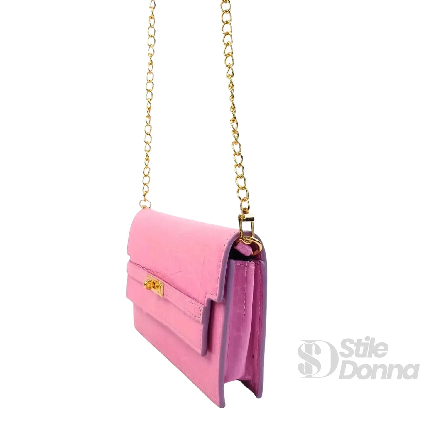 Stile Donna Bags - Borsa Rosa Effetto Coccodrillo