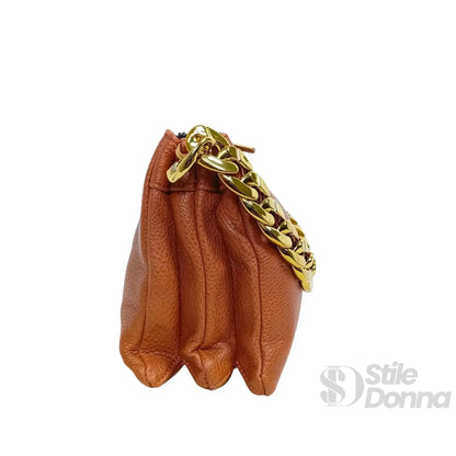YY Coveri Borsa a Tracolla in Ecopelle con Catena Finitura Color Oro e Chiusura a Cerniera