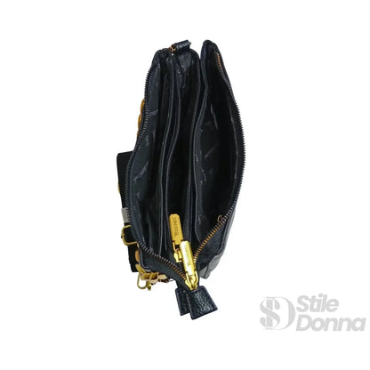 YY Coveri Borsa a Tracolla in Ecopelle con Catena Finitura Color Oro e Chiusura a Cerniera