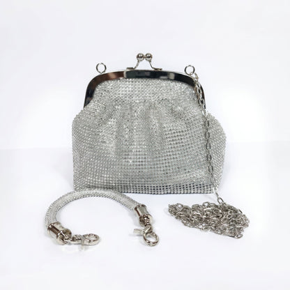 Stile Donna Bags - Borsa da Sera in Mesh di Strass Argento