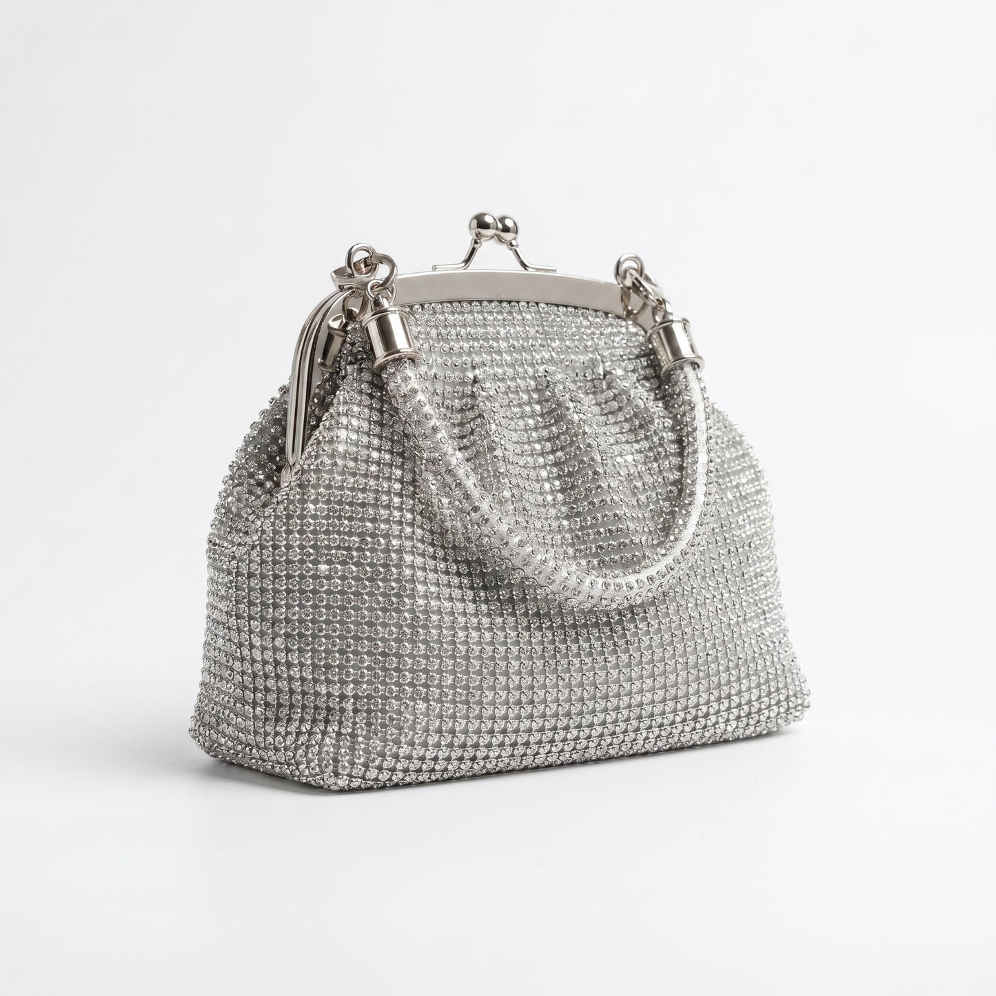 Stile Donna Bags - Borsa da Sera in Mesh di Strass Argento
