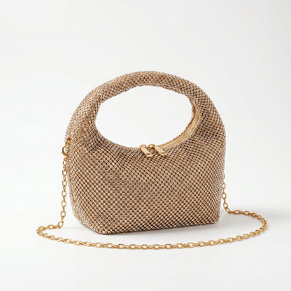 Stile Donna Bags - Borsa da Sera in Mesh di Strass Oro
