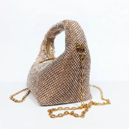 Stile Donna Bags - Borsa da Sera in Mesh di Strass Oro