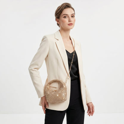Stile Donna Bags - Borsa da Sera in Mesh di Strass Oro