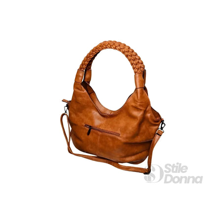 Nazareno Gabrielli Borsa Hobo in Ecopelle Cuoio con Fodera in Tessuto