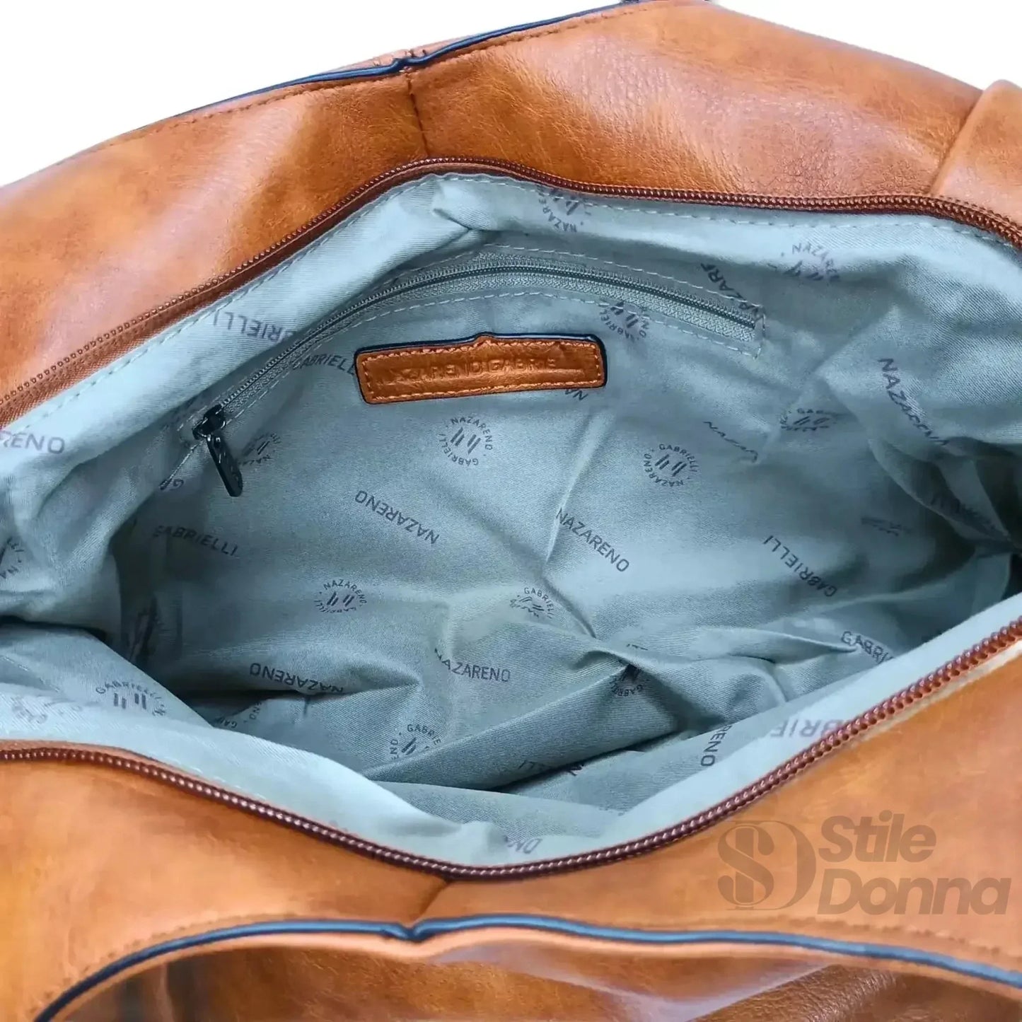 Nazareno Gabrielli Borsa Hobo in Ecopelle Cuoio con Fodera in Tessuto