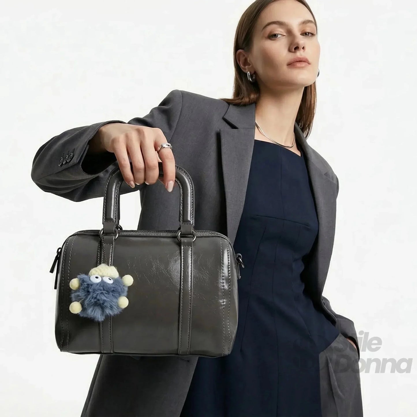 Stile Donna Bags - Borsa in Ecopelle Grigio Scuro