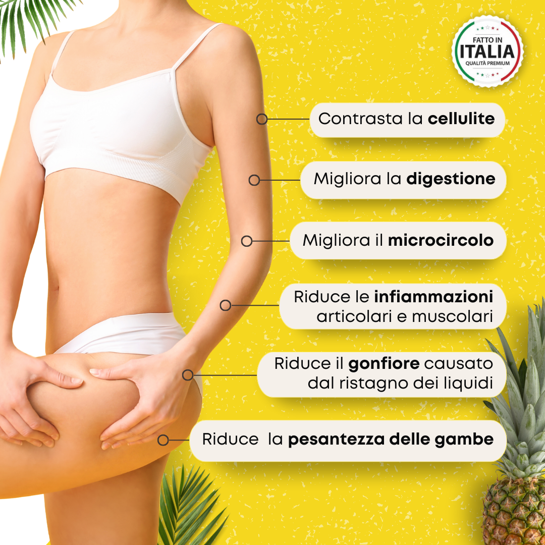Bromelina 5000 GDU/g da Ananas – Drenaggio Liquidi, Microcircolazione e Cellulite – 120 Compresse Vegane