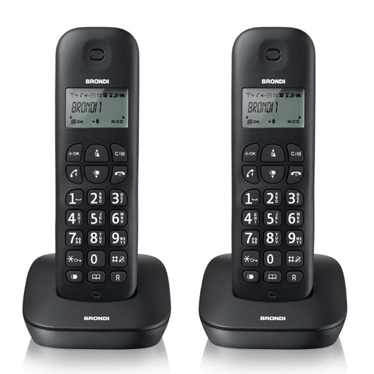 BRONDI GALA TWIN SCHNURLOSES TELEFON DOPPELTES MOBILTEIL BÜRO ZUHAUSE MEMO DECT SCHWARZ