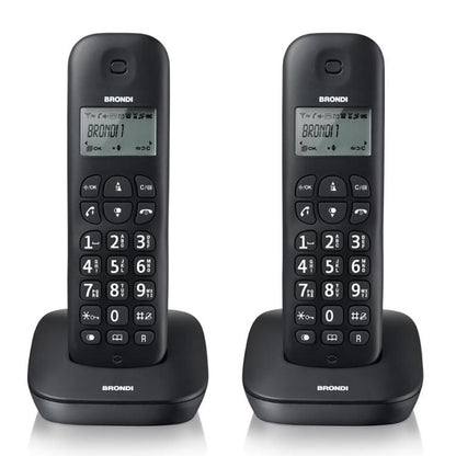 BRONDI GALA TWIN SCHNURLOSES TELEFON DOPPELTES MOBILTEIL BÜRO ZUHAUSE MEMO DECT SCHWARZ