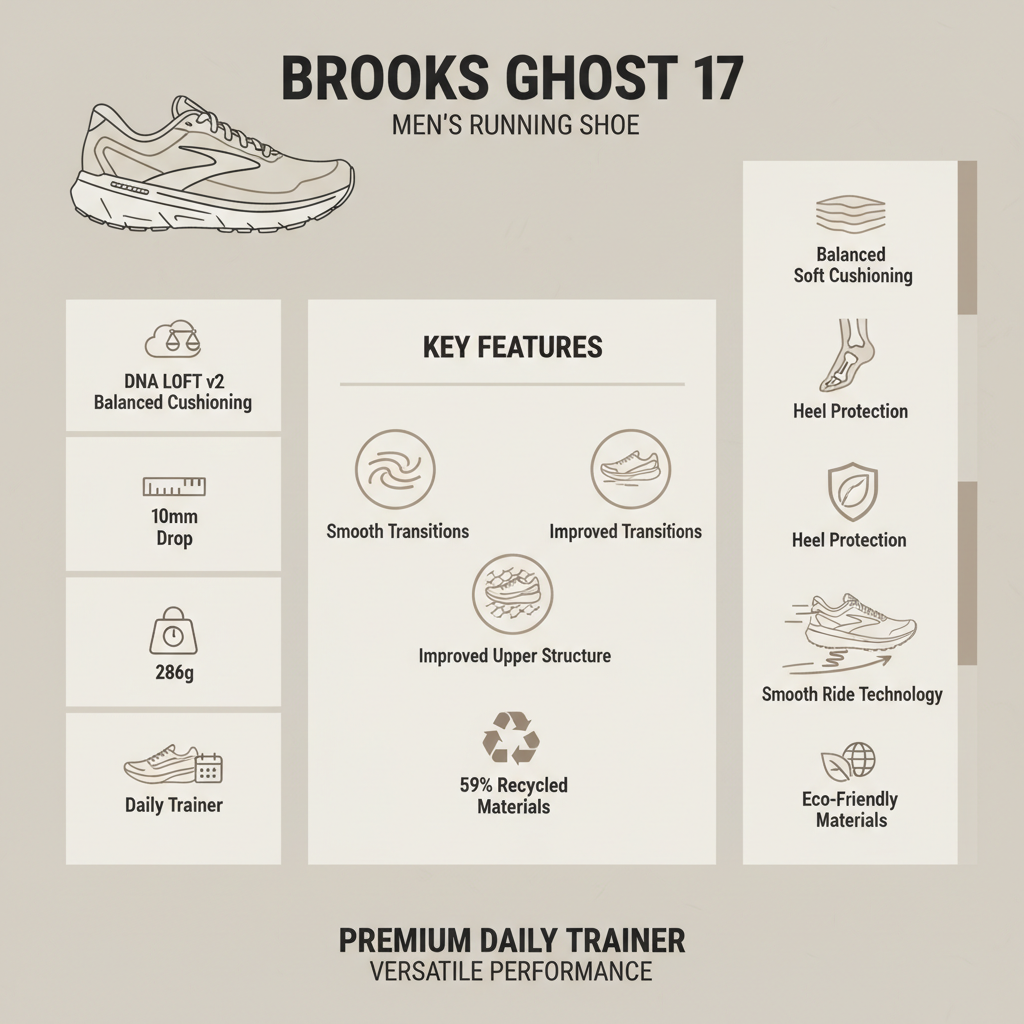 Brooks Ghost 17 110442454 Scarpa Running Uomo Oyster