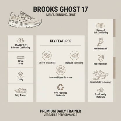 Brooks Ghost 17 110442454 Scarpa Running Uomo Oyster
