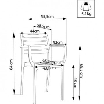 Stapelbarer Sessel Eveline aus Polypropylen – Maße: 58,5x55,2x84cm