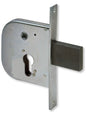 Mortise lock for gates with bolt and through-handle in galvanized steel