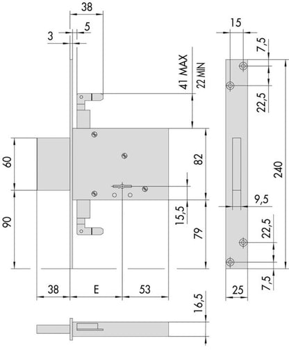 Serratura a Doppia Mappa '57016' con Rivestimento in Zinco e Accessori Inclusi