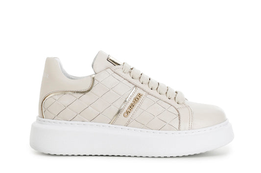 CafèNoir scarpa sneakers in pelle con stampa intreccio C1DE1820 M008 beige