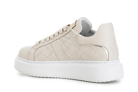 CafèNoir scarpa sneakers in pelle con stampa intreccio C1DE1820 M008 beige