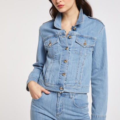 CafèNoir giubbino da donna in denim con placchette C7JJ0108 B049 sky