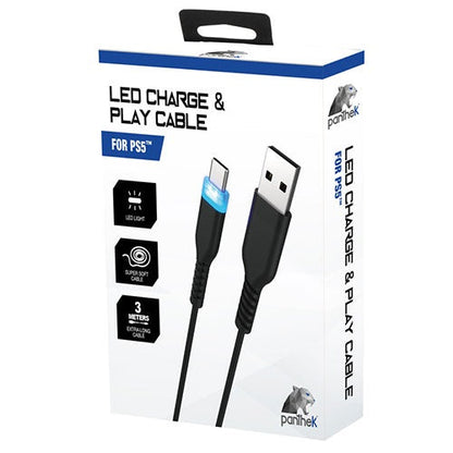 Panthek Ladekabel USB Controller Dualsense PS5 Soft LED Charge & Play 3M