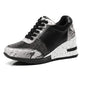 Women's sporty heeled sneakers, women's stretchy rubber sports shoes