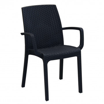 Poltrona Indiana - Sedia per esterni in wicker con struttura plastica stampata, dimensioni cm 57 x 59 x 86 h.