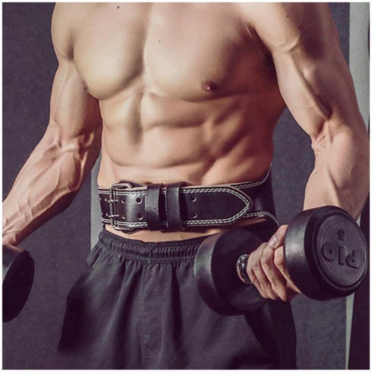 Gewichthebergürtel Leder Schwarz Training Bodybuilding Lendenwirbelstütze | M